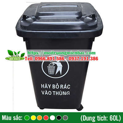 thung rac hdpe 60 lit mau den