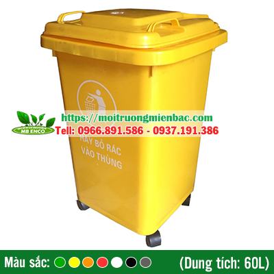 thung rac nhua 60L mau vang